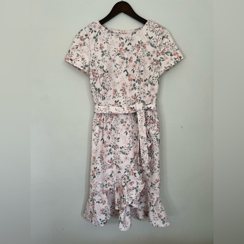 Calvin Klein Floral Print Belted Dress